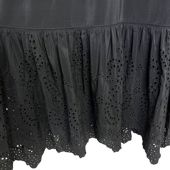 Ulla Johnson Oona Silk Eyelet Embroidered Dress in Raven Black Size 10 - Picture 7 of 11